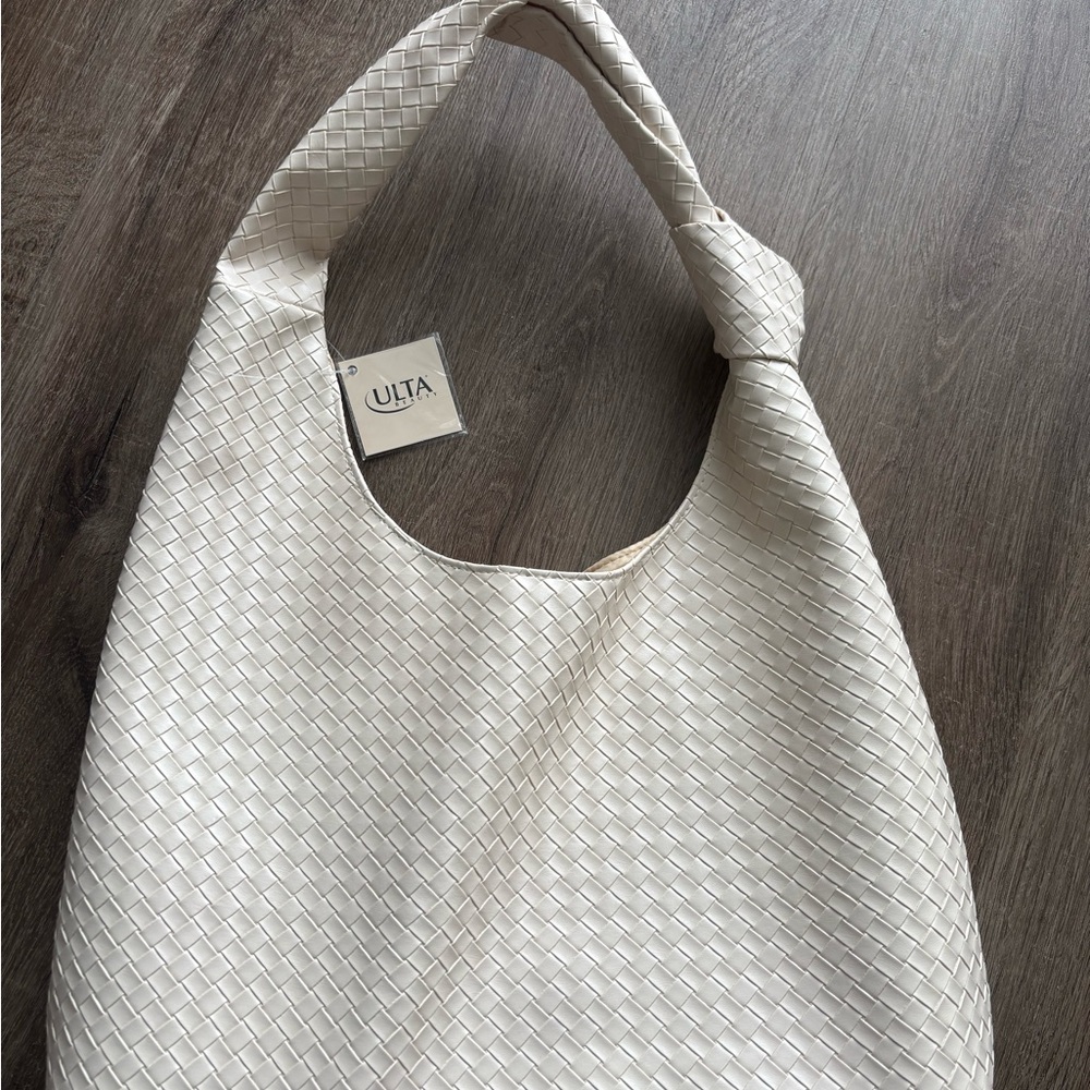 Ulta Beauty Cream Woven Hobo Bag